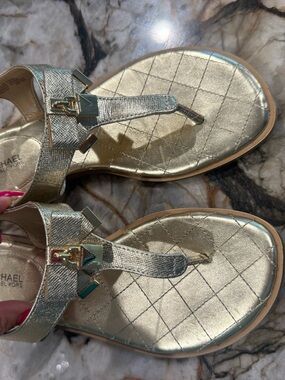 Michael Kors Gold Quilted Thong Sandals